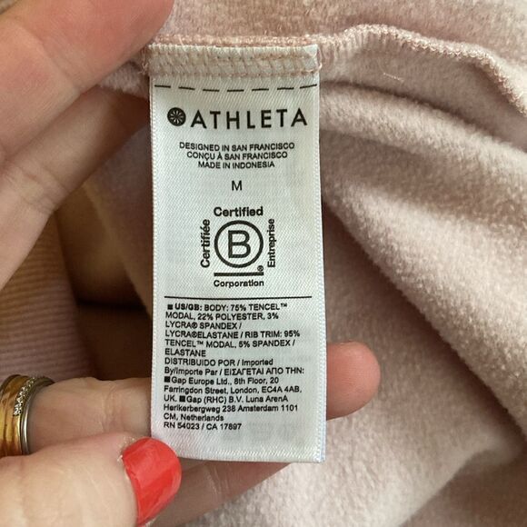 Athleta Pink Orchid Purana V-Neck Faux Wrap Sweatshirt Size Medium - Picture 7 of 8